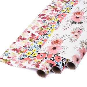 MAYPLUSS Gift Wrapping Paper Roll - 3 Different Floral and