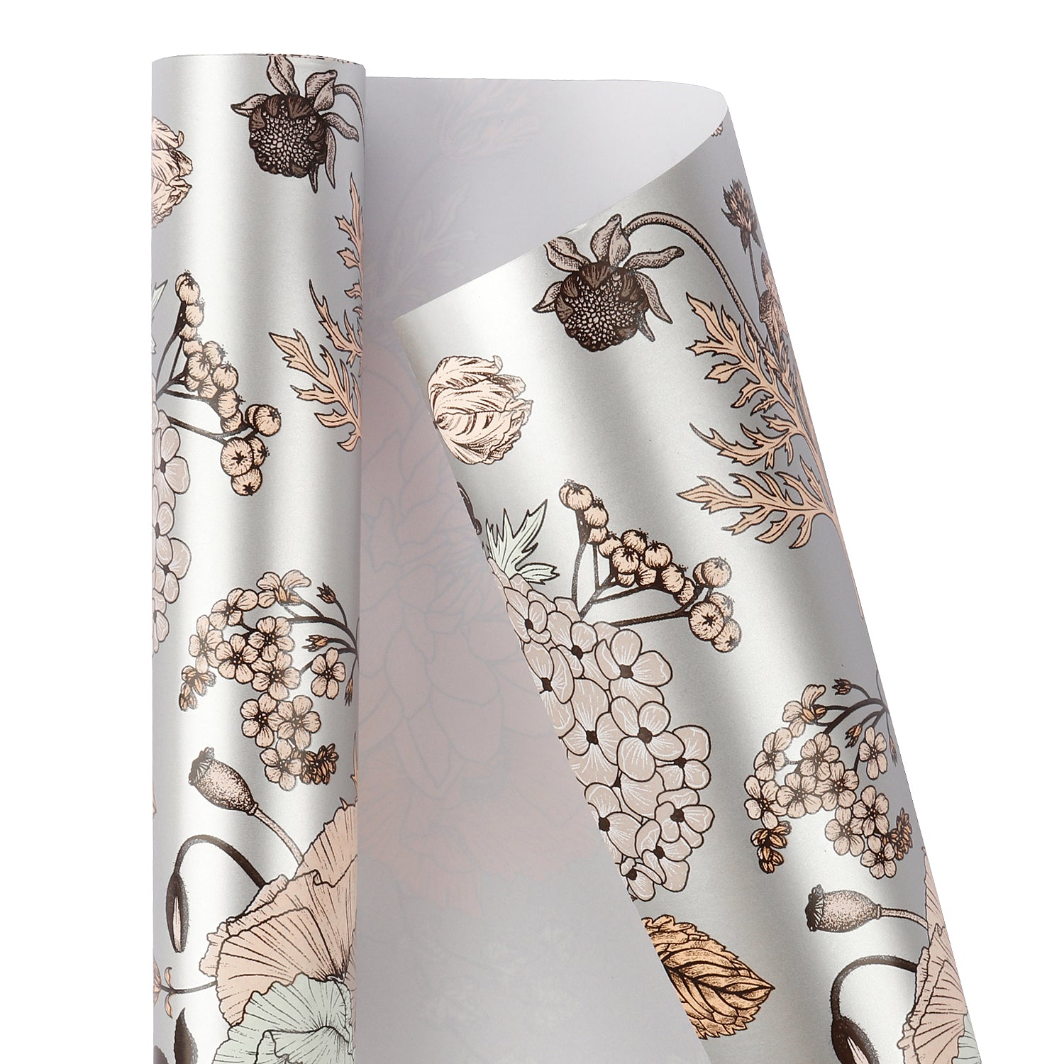 MAYPLUSS Gift Wrapping Paper Roll - 3 Different Silver Floral Design ( –  Maypluss