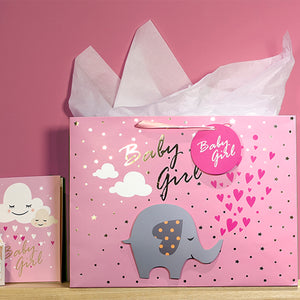 MAYPLUSS 13 Large Pink Gold Gift Bag with Card and Tissue Paper